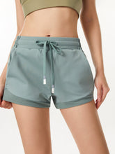 Women Elastic Waist Double Layer Casual Running Shorts with Side Pockets,Women Yoga Running Shorts 2 in 1 Workout Athletic Shorts,SML Sai Feel